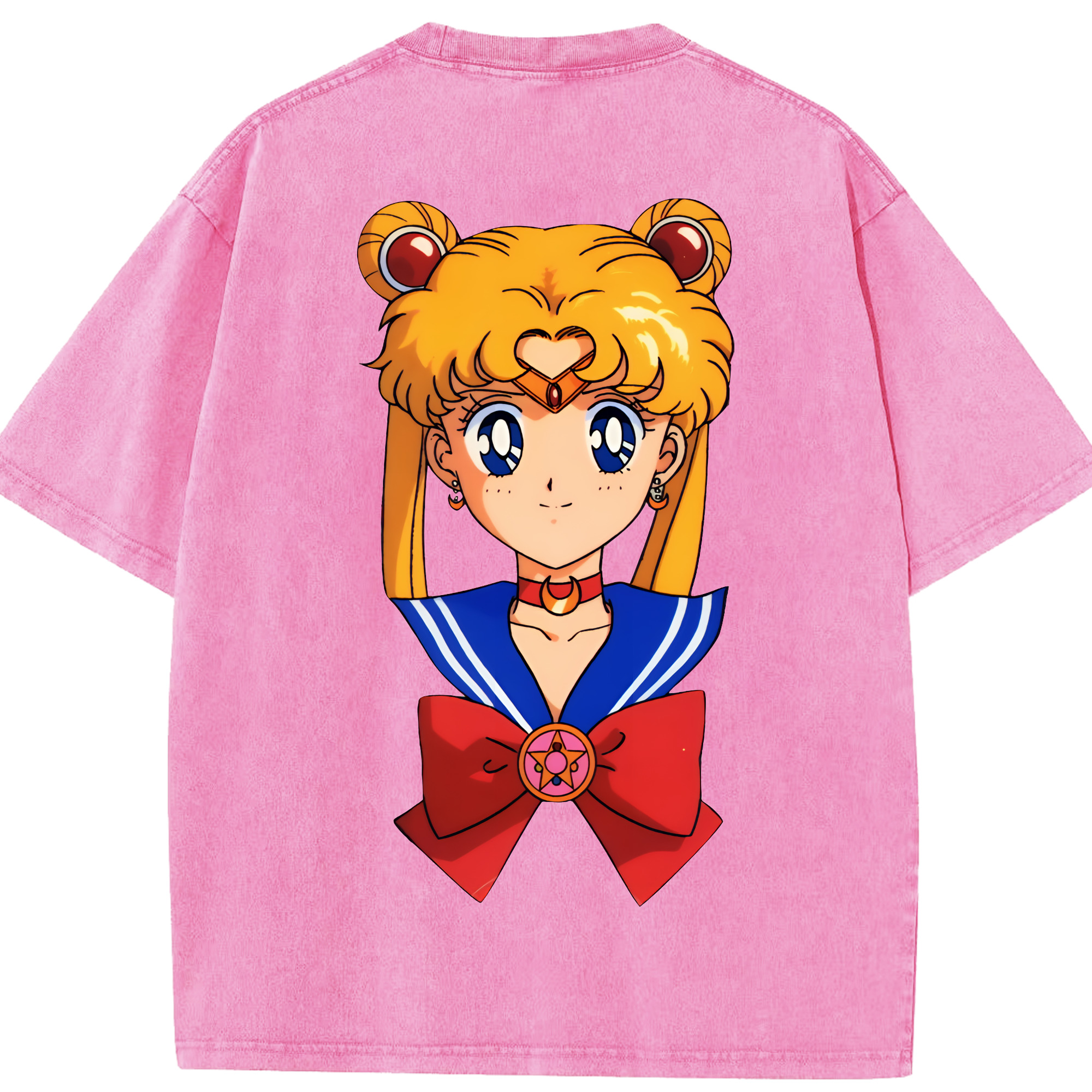 （画像用） 美少女戦士セーラームーン 月野 うさぎ つきの うさぎ Sailor Moon Tsukino Usagi 綿100% ヴィンテージ風 半袖Tシャツ（背面プリント）